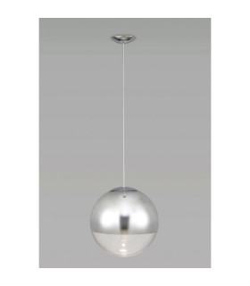 Miranda 40cm Ball Pendant 1 Light E27 Polished Chrome Suspension With Mirrored/Clear Glass Globe-2