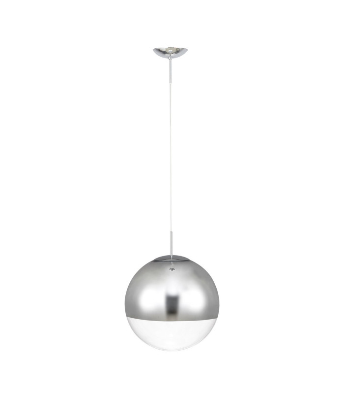 Miranda 40cm Ball Pendant 1 Light E27 Polished Chrome Suspension With Mirrored/Clear Glass Globe-4