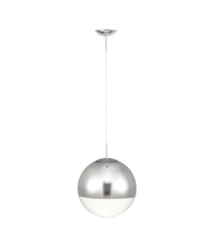 Miranda 40cm Ball Pendant 1 Light E27 Polished Chrome Suspension With Mirrored/Clear Glass Globe-5