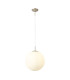 Miranda 40cm Ball Pendant 1 Light E27 Satin Nickel Suspension With Frosted White Glass Globe-6