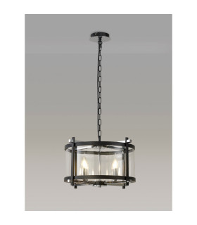 Nolan Single 46cm Pendant 4 Light E14 Black With Polished Chrome Detail And Clear Glass-2