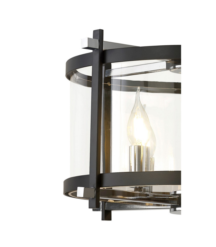 Nolan Single 46cm Pendant 4 Light E14 Black With Polished Chrome Detail And Clear Glass-5