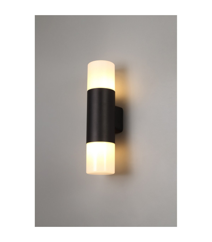 Prado Wall Lamp 2 x E27 IP44 Black/Opal 2yrs Warranty-2