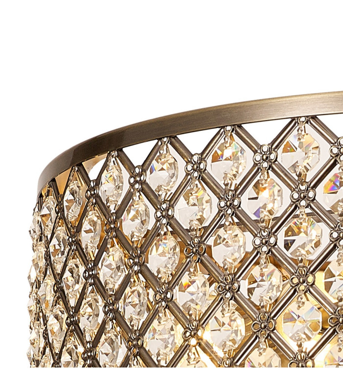 Sasha 3 Light E27 Semi Flush Light 405mm Round Antique Brass With Crystal Glass And Opal Glass Diffuser-5