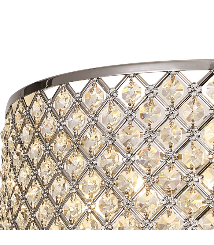 Sasha 3 Light E27 Semi Flush Light 405mm Round Polished Chrome With Crystal Glass And Opal Glass Diffuser-5
