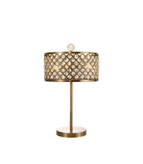 Sasha 2 Light E14 Table Lamp Antique Brass With Crystal Glass And Opal Glass Diffuser-1