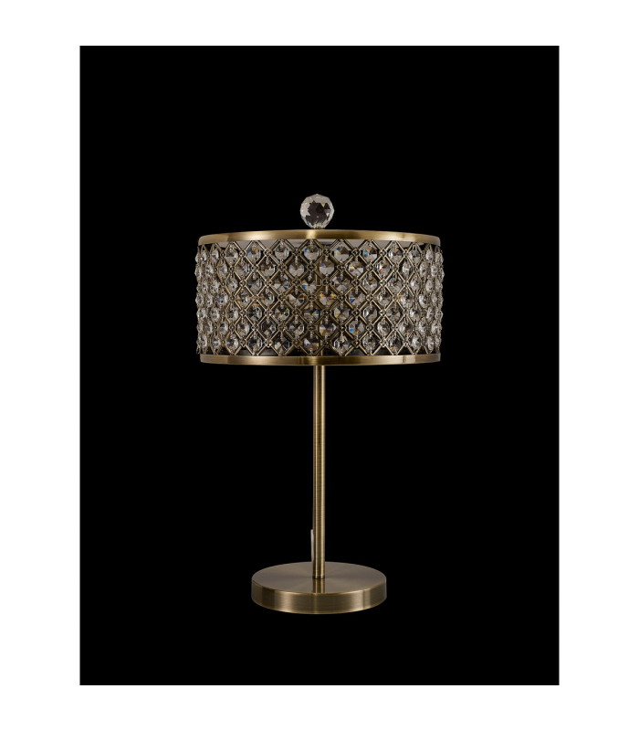 Sasha 2 Light E14 Table Lamp Antique Brass With Crystal Glass And Opal Glass Diffuser-3