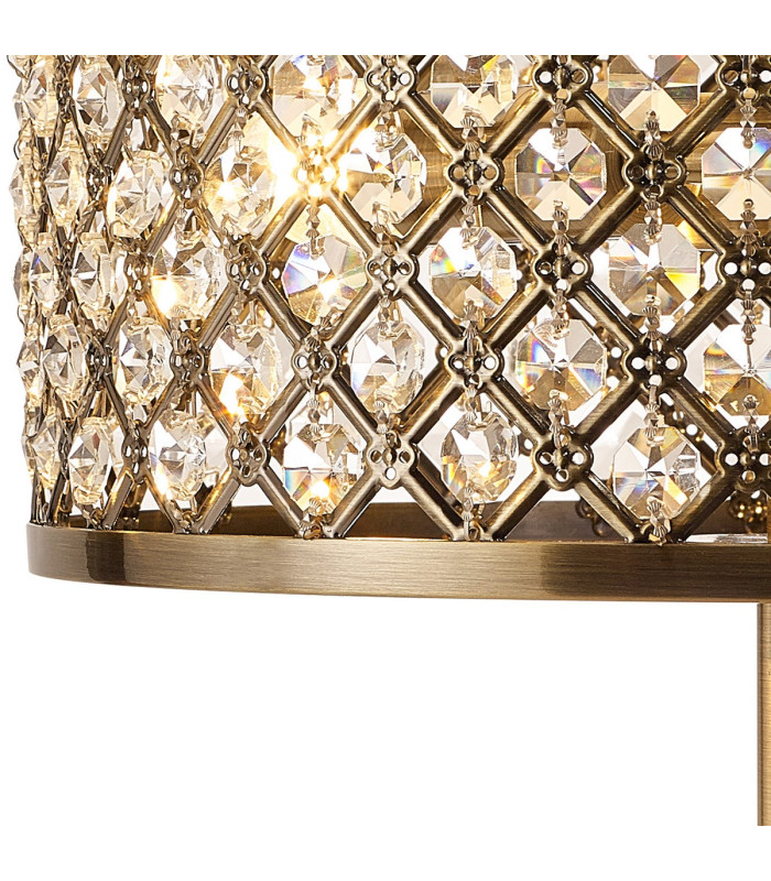 Sasha 2 Light E14 Table Lamp Antique Brass With Crystal Glass And Opal Glass Diffuser-5