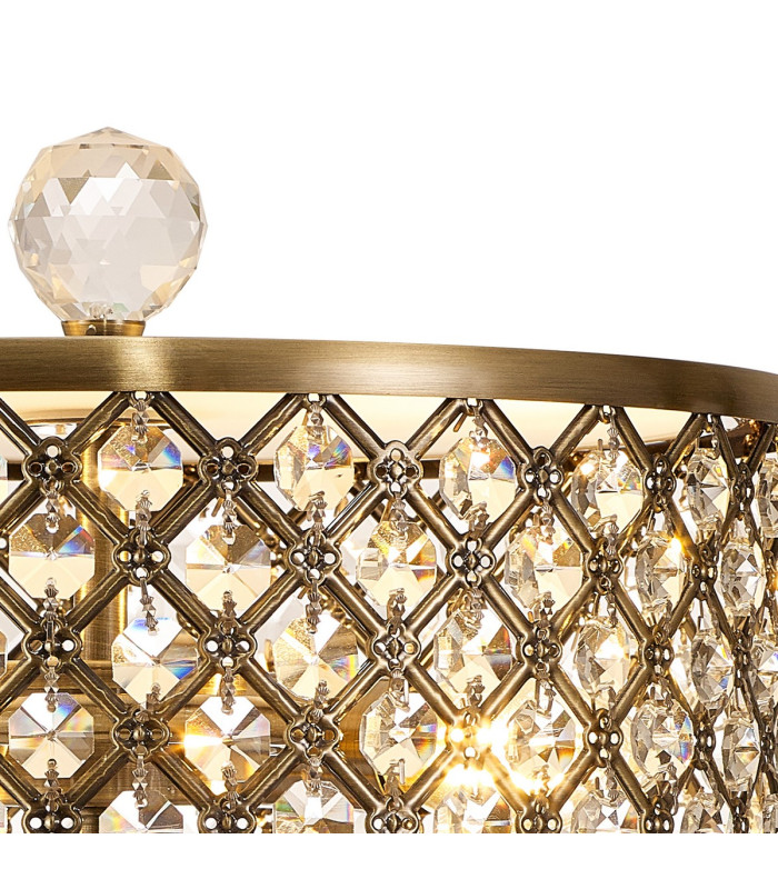 Sasha 2 Light E14 Table Lamp Antique Brass With Crystal Glass And Opal Glass Diffuser-6