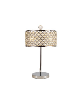 Sasha 2 Light E14 Table Lamp Polished Chrome With Crystal Glass And Opal Glass Diffuser-1