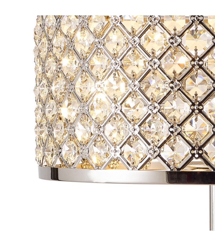 Sasha 2 Light E14 Table Lamp Polished Chrome With Crystal Glass And Opal Glass Diffuser-5