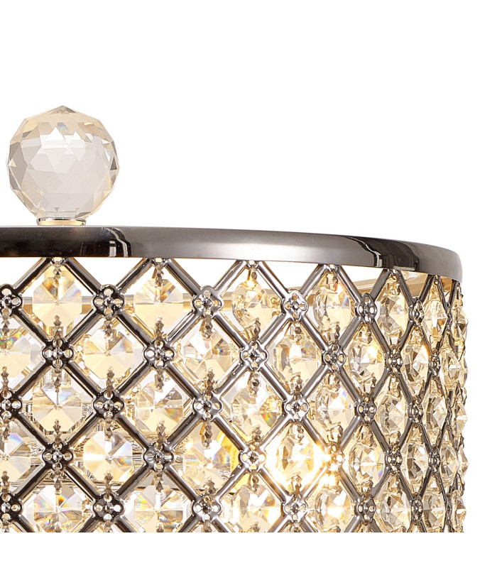 Sasha 2 Light E14 Table Lamp Polished Chrome With Crystal Glass And Opal Glass Diffuser-6