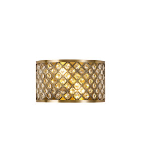 Sasha 2 Light E14 Wall Light Antique Brass With Crystal Glass-1