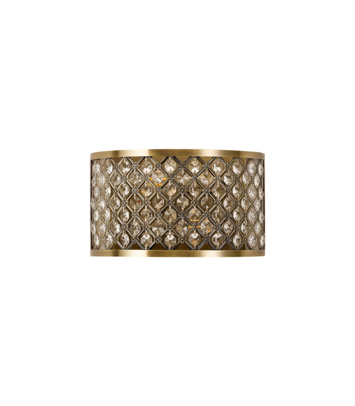Sasha 2 Light E14 Wall Light Antique Brass With Crystal Glass-3