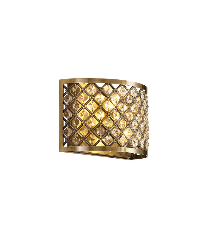 Sasha 2 Light E14 Wall Light Antique Brass With Crystal Glass-4