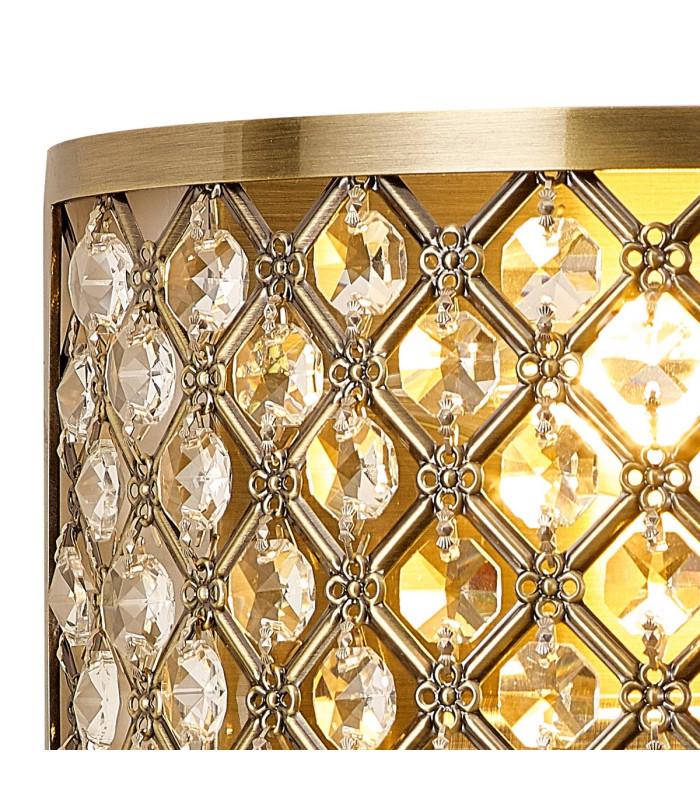 Sasha 2 Light E14 Wall Light Antique Brass With Crystal Glass-6