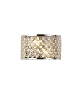 Sasha 2 Light E14 Wall Light Polished Chrome With Crystal Glass-1