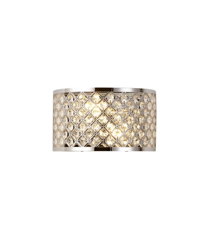 Sasha 2 Light E14 Wall Light Polished Chrome With Crystal Glass-1