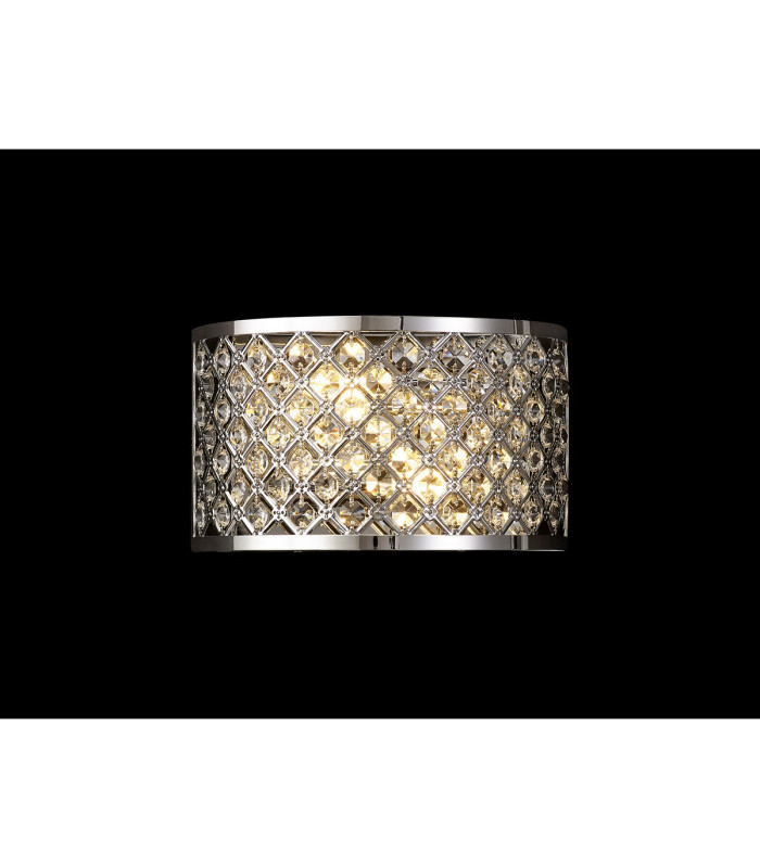 Sasha 2 Light E14 Wall Light Polished Chrome With Crystal Glass-2