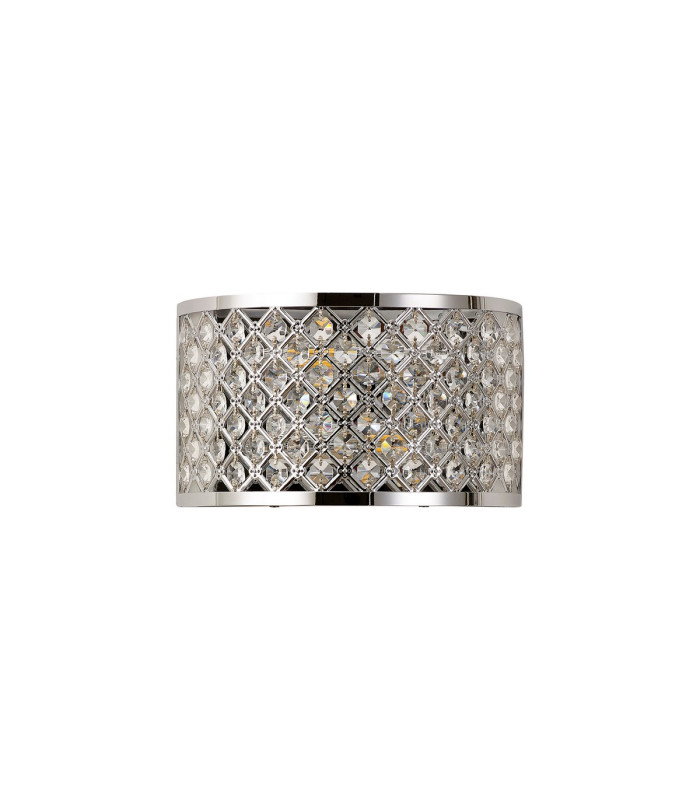 Sasha 2 Light E14 Wall Light Polished Chrome With Crystal Glass-3