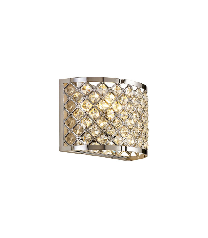 Sasha 2 Light E14 Wall Light Polished Chrome With Crystal Glass-4