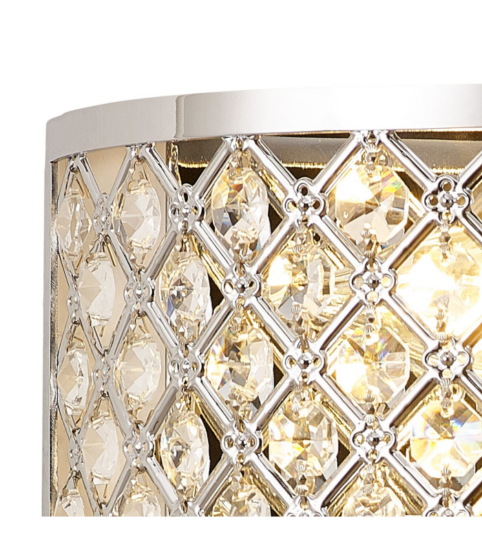 Sasha 2 Light E14 Wall Light Polished Chrome With Crystal Glass-6