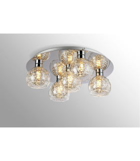 Talia Flush Ceiling Round 5 Light G9 Polished Chrome/Silver/Clear Glass-2