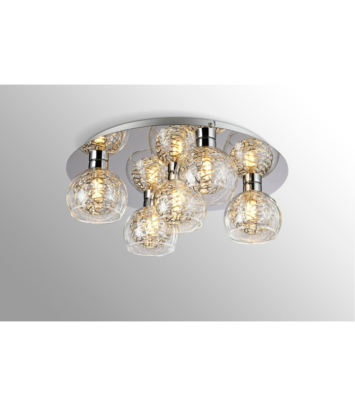 Talia Flush Ceiling Round 5 Light G9 Polished Chrome/Silver/Clear Glass-2