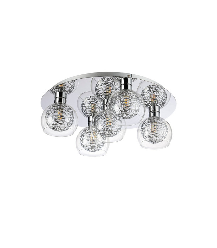 Talia Flush Ceiling Round 5 Light G9 Polished Chrome/Silver/Clear Glass-3