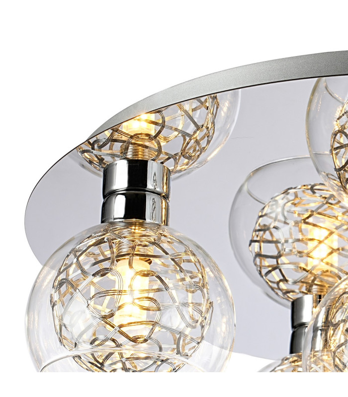 Talia Flush Ceiling Round 5 Light G9 Polished Chrome/Silver/Clear Glass-4
