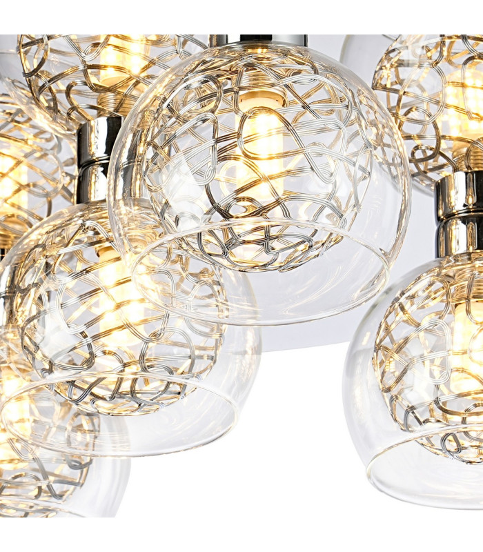 Talia Flush Ceiling Round 5 Light G9 Polished Chrome/Silver/Clear Glass-5