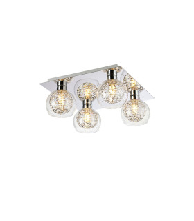Talia Flush Ceiling Square 4 Light G9 Polished Chrome/Silver/Clear Glass-1