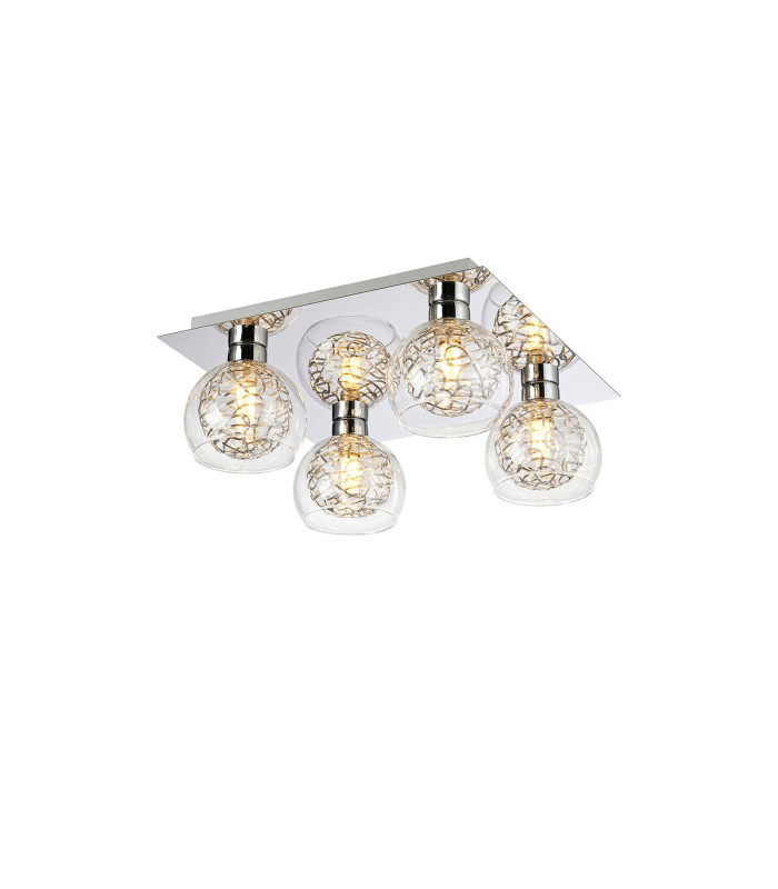 Talia Flush Ceiling Square 4 Light G9 Polished Chrome/Silver/Clear Glass-1