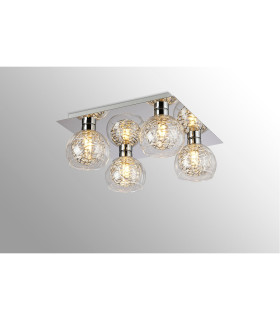 Talia Flush Ceiling Square 4 Light G9 Polished Chrome/Silver/Clear Glass-2