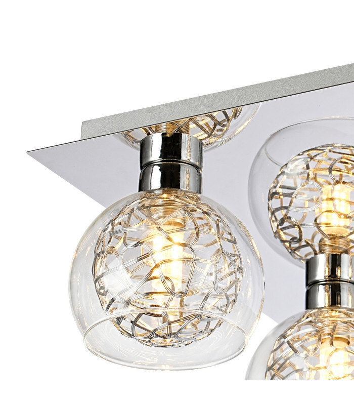 Talia Flush Ceiling Square 4 Light G9 Polished Chrome/Silver/Clear Glass-4