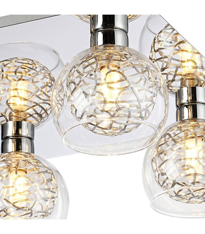 Talia Flush Ceiling Square 4 Light G9 Polished Chrome/Silver/Clear Glass-5