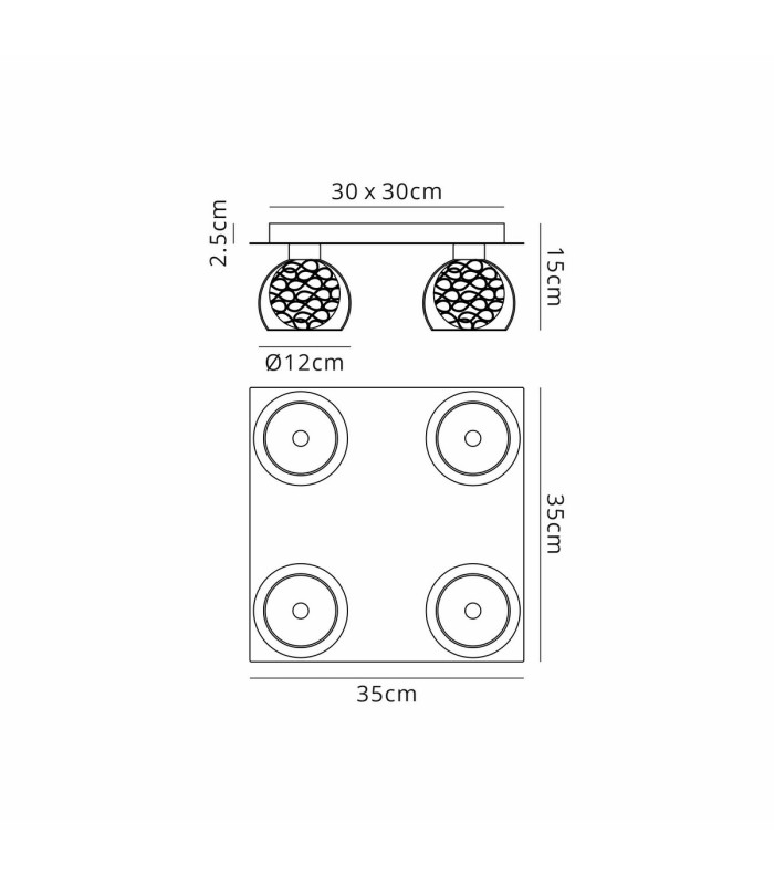 Talia Flush Ceiling Square 4 Light G9 Polished Chrome/Silver/Clear Glass-7