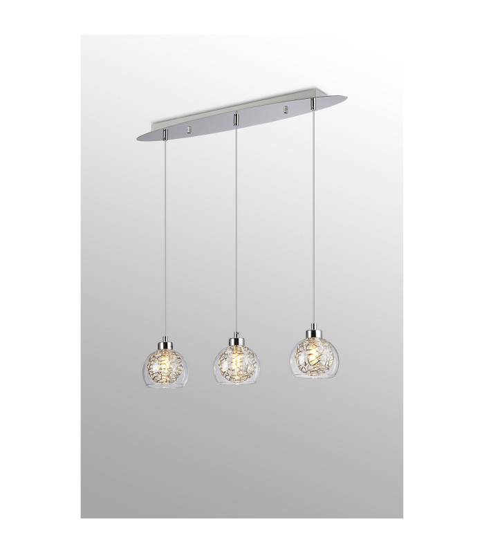 Talia Pendant Linear 3 Light G9 Polished Chrome/Silver/Clear Glass-2