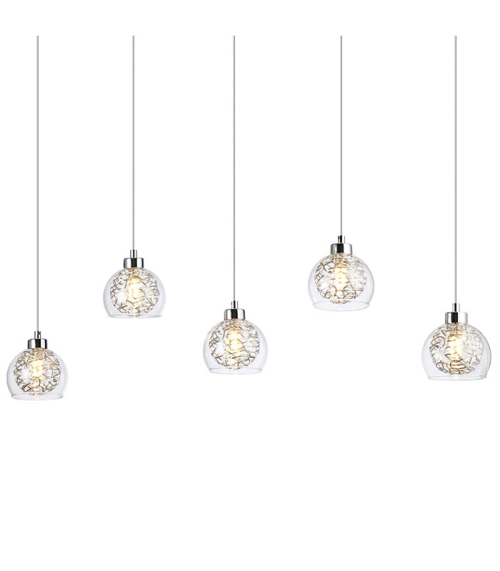 Talia Pendant Linear 5 Light G9 Polished Chrome/Silver/Clear Glass-6