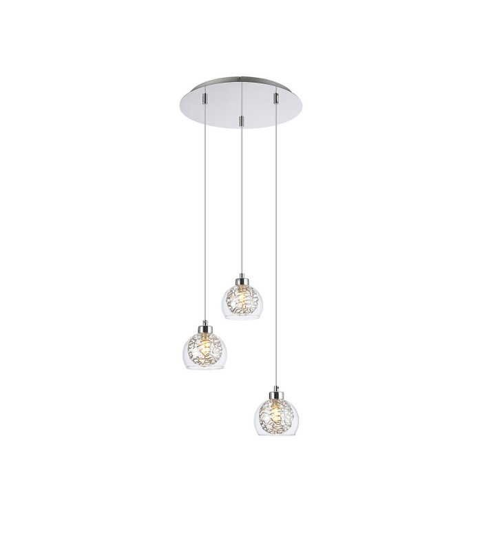 Talia Pendant Round 3 Light G9 Polished Chrome/Silver/Clear Glass-1