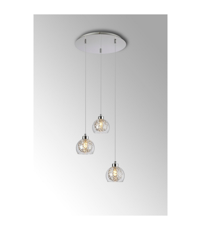 Talia Pendant Round 3 Light G9 Polished Chrome/Silver/Clear Glass-2
