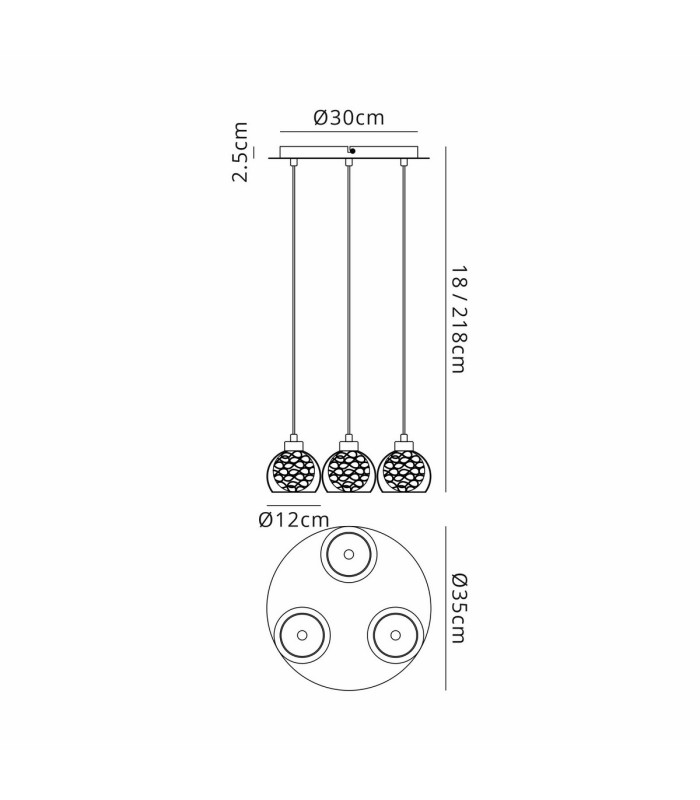 Talia Pendant Round 3 Light G9 Polished Chrome/Silver/Clear Glass-7