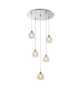 Talia Pendant Round 5 Light G9 Polished Chrome/Silver/Clear Glass-1