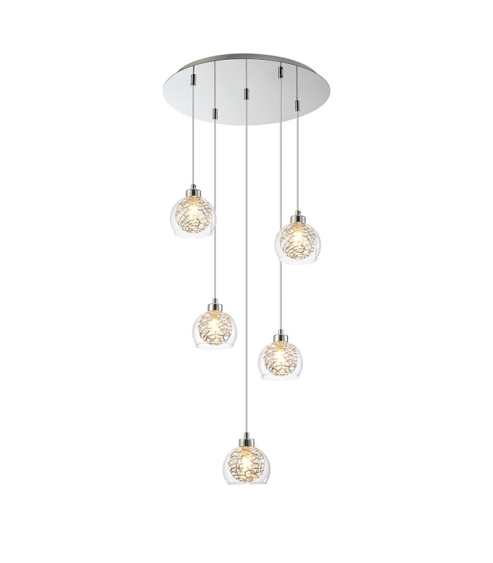 Talia Pendant Round 5 Light G9 Polished Chrome/Silver/Clear Glass-1