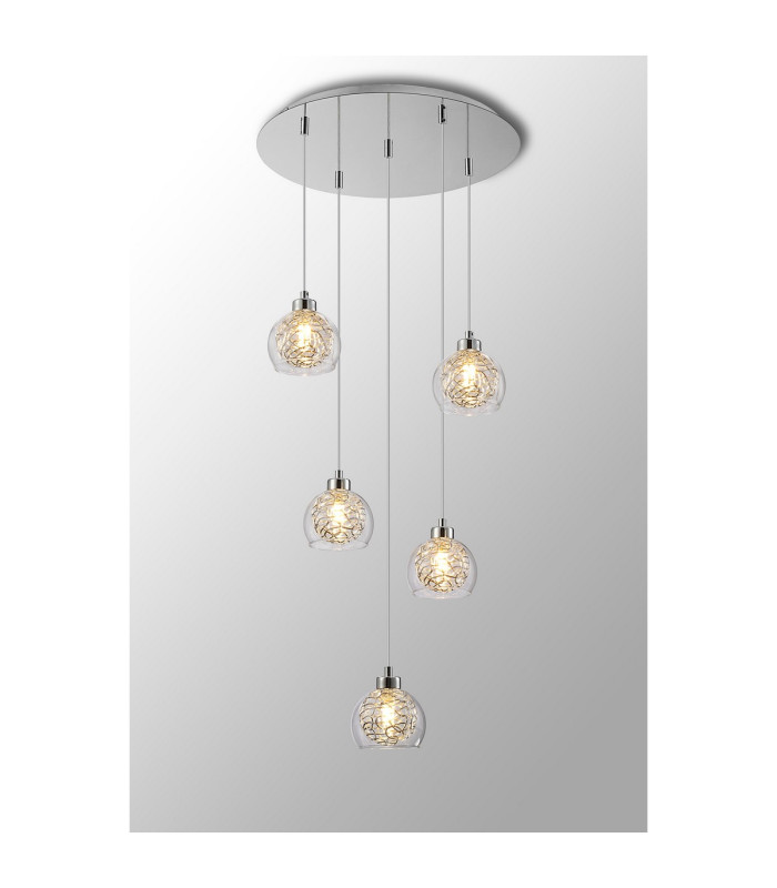 Talia Pendant Round 5 Light G9 Polished Chrome/Silver/Clear Glass-2