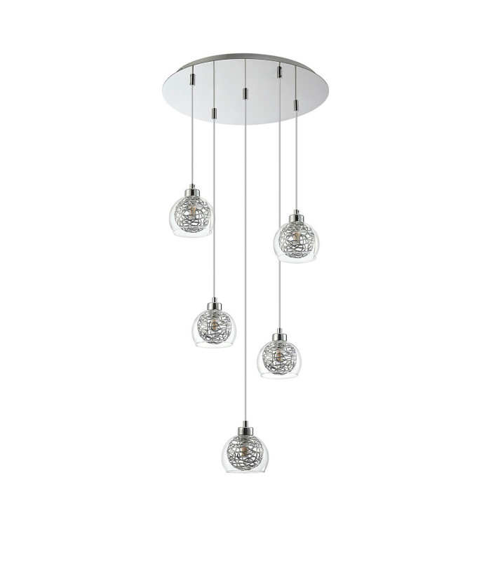 Talia Pendant Round 5 Light G9 Polished Chrome/Silver/Clear Glass-3