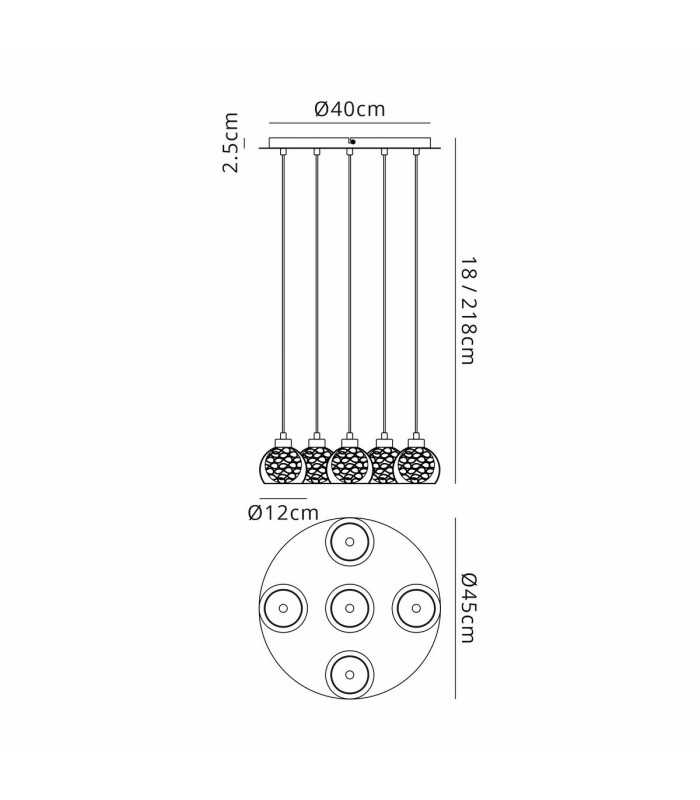 Talia Pendant Round 5 Light G9 Polished Chrome/Silver/Clear Glass-7
