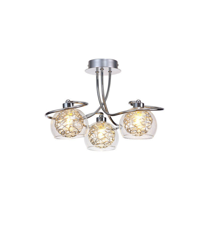 Talia Semi Ceiling Round 3 Light G9 Polished Chrome/Silver/Clear Glass-1