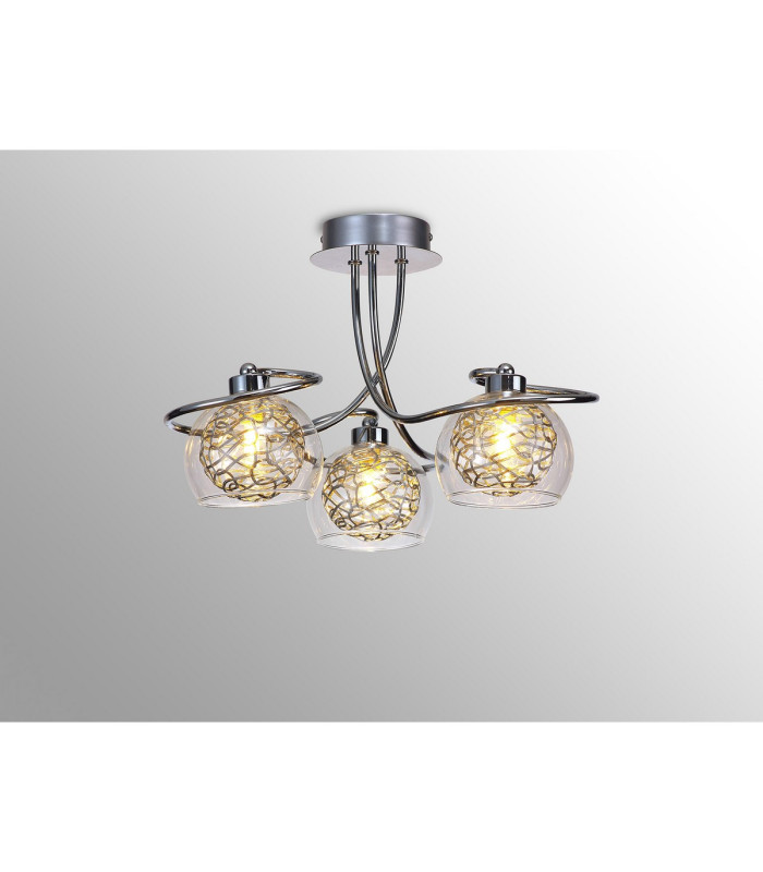 Talia Semi Ceiling Round 3 Light G9 Polished Chrome/Silver/Clear Glass-2