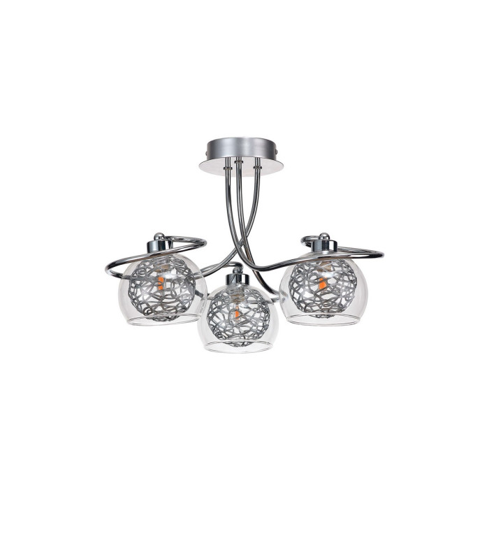 Talia Semi Ceiling Round 3 Light G9 Polished Chrome/Silver/Clear Glass-3